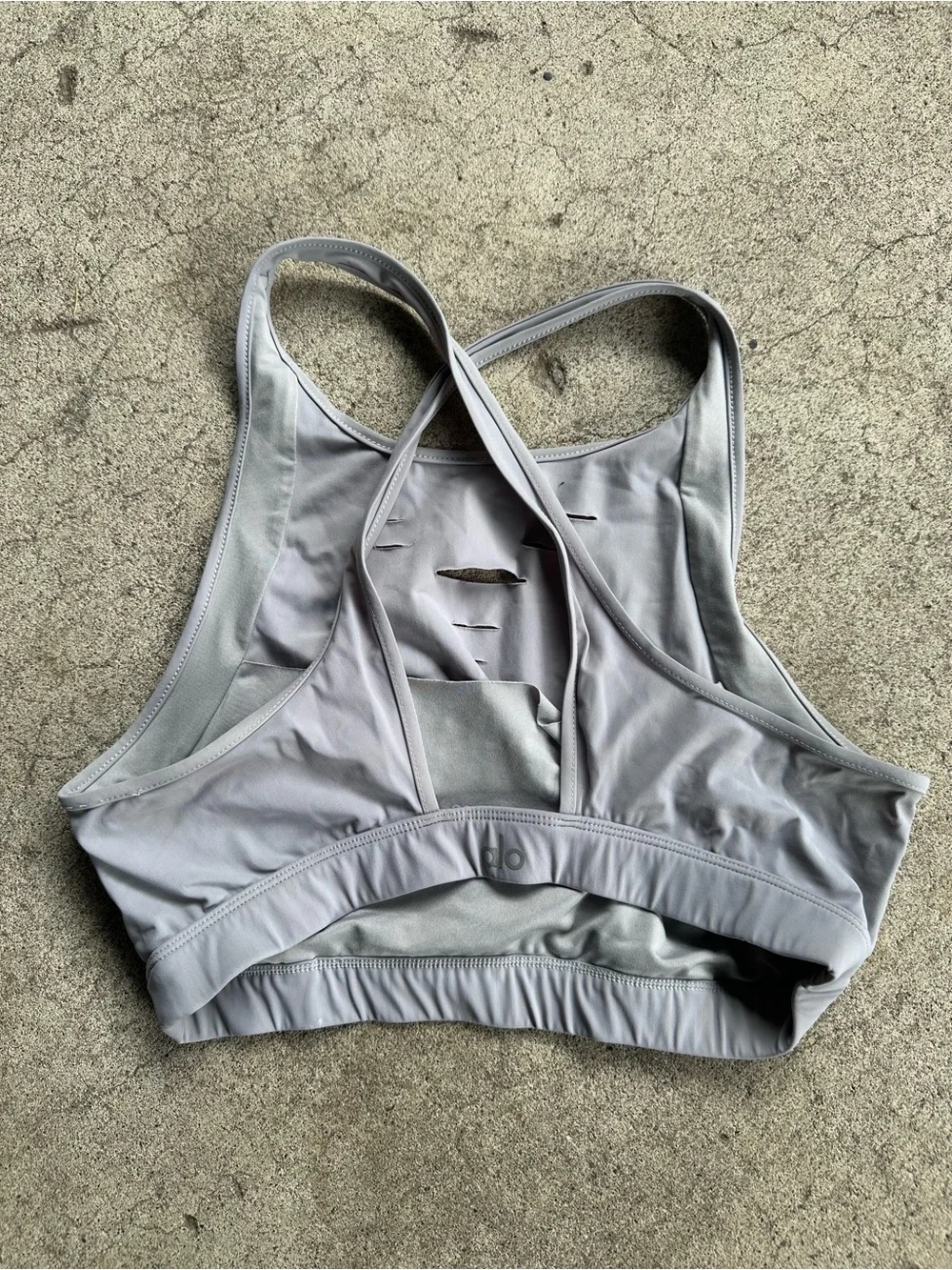 Alo Ripped Gray Warrior Sports Bra Size L